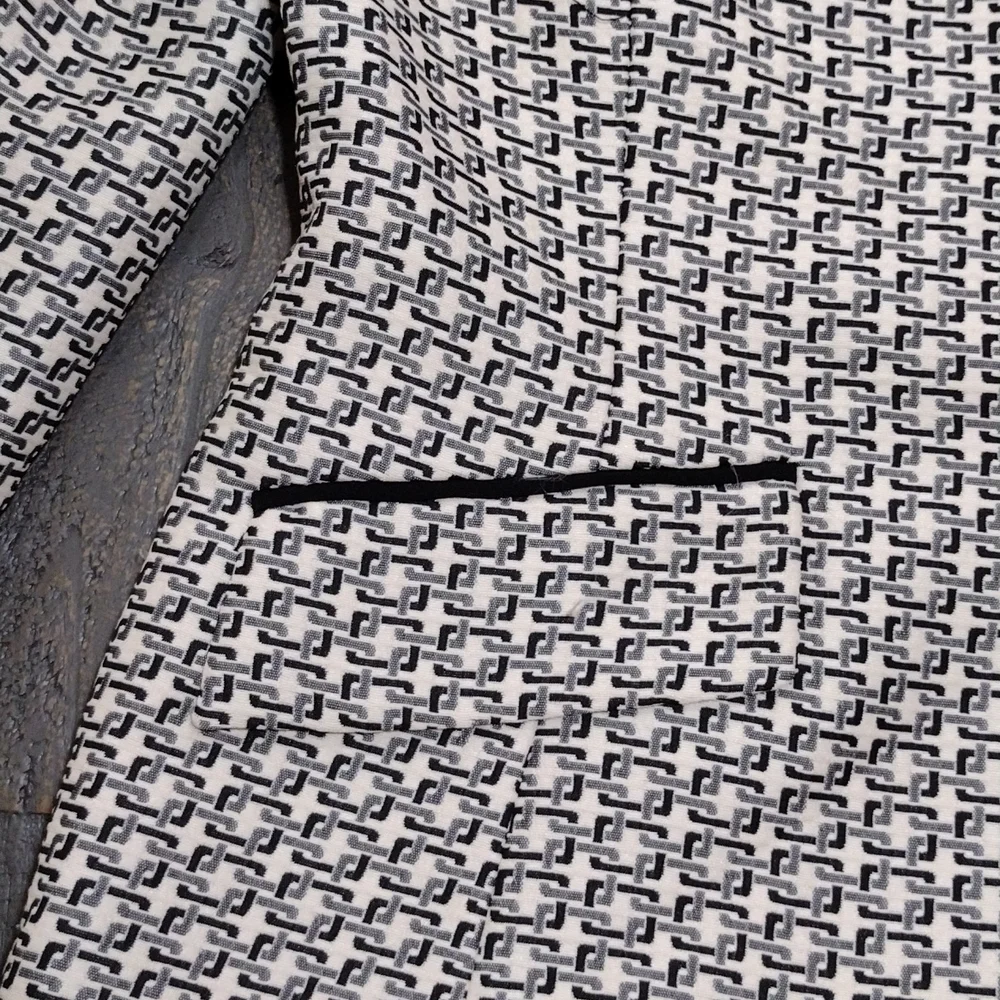 Le Suit Petite Ladies Grey/Black/ Ivory Waist Suit Jacket SZ 12p - Picture 5 of 11